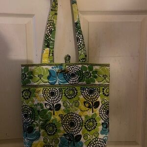 Green and Blue Floral Tote Bag